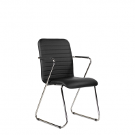 Кресло посетителя Честер хром (экокожа черная)