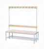 Скамья для спортивных раздевалок двусторонняя с полкой для обуви Скамья для спортивных раздевалок двусторонняя с полкой для обуви