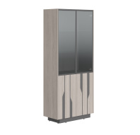 Шкаф высокий широкий комбинированный со стеклом серии "Line" (Дуб серый/ черный графит, 900х430х2100 мм) Шкаф высокий широкий комбинированный со стеклом серии "Line" (Дуб серый/ черный графит, 900х430х2100 мм)