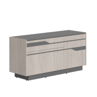 Тумба-комод с распашной дверью и двумя выдвижными ящиками серии "Line" (Дуб серый/ черный графит, 1300х430х645 мм ) Тумба-комод с распашной дверью и двумя выдвижными ящиками серии "Line" (Дуб серый/ черный графит, 1300х430х645 мм )