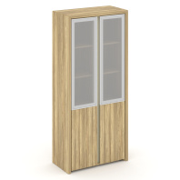 Шкаф высокий широкий (2 низких фасада ЛДСП + 2 средних фасада стекло сатин в раме) COR.ST-1.2R серии Шкаф высокий широкий (2 низких фасада ЛДСП + 2 средних фасада стекло сатин в раме) COR.ST-1.2R серии